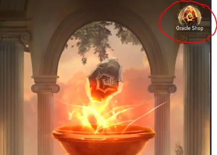 Oracle Shop button circled at top right