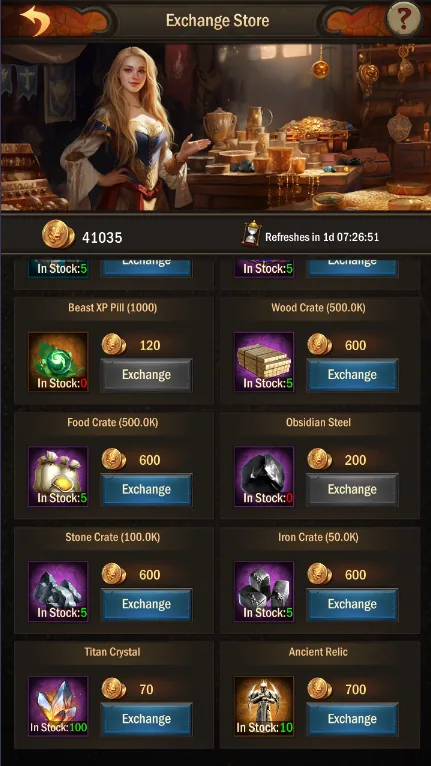 Infinite War exchange store