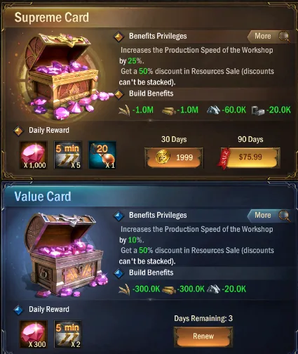 Supreme Card and Value Card offers