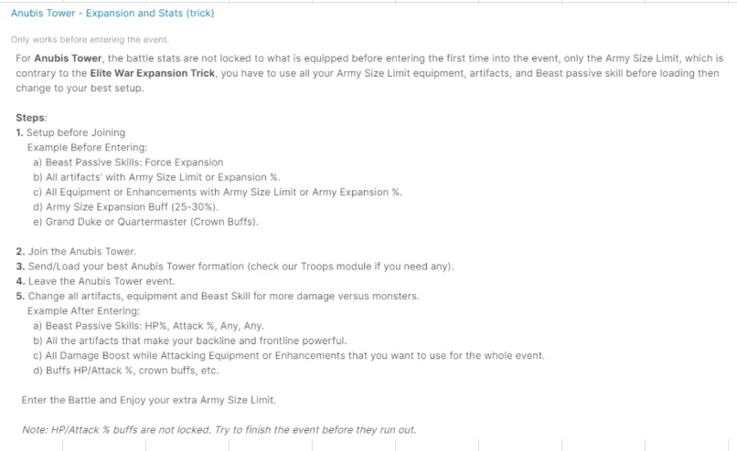 WAOTools Anubis Tower Expansion and Stats trick