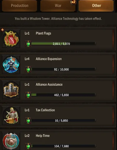Alliance technology Other tab