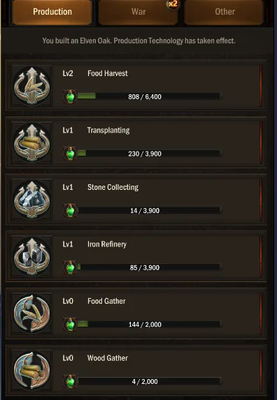 Alliance technology Production tab