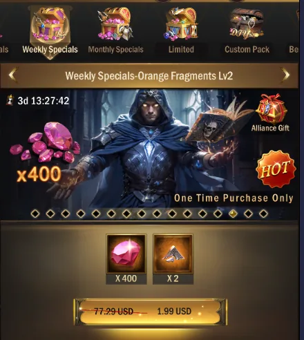Weekly Specials: Orange Fragments pack for 1.99 USD