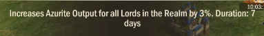 Realm buff: Azurite output +3% for 7 days