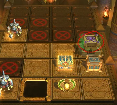 Anubis Tower board with the board-flipping tile circled