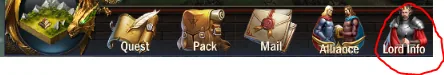 Bottom menu with Lord Info circled