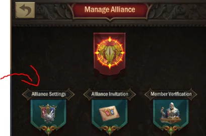 Manage Alliance screen with Alliance Settings