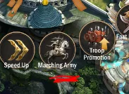 Drill Grounds menu: Speed Up, Marching Army, Troop Promotion