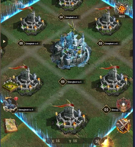 Fortress War battlefield with strongholds