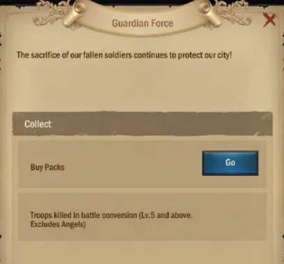 Guardian Force sources: troops killed in battle level 5 and above, excluding angels