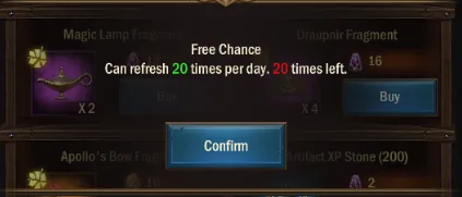 Free chance refresh popup